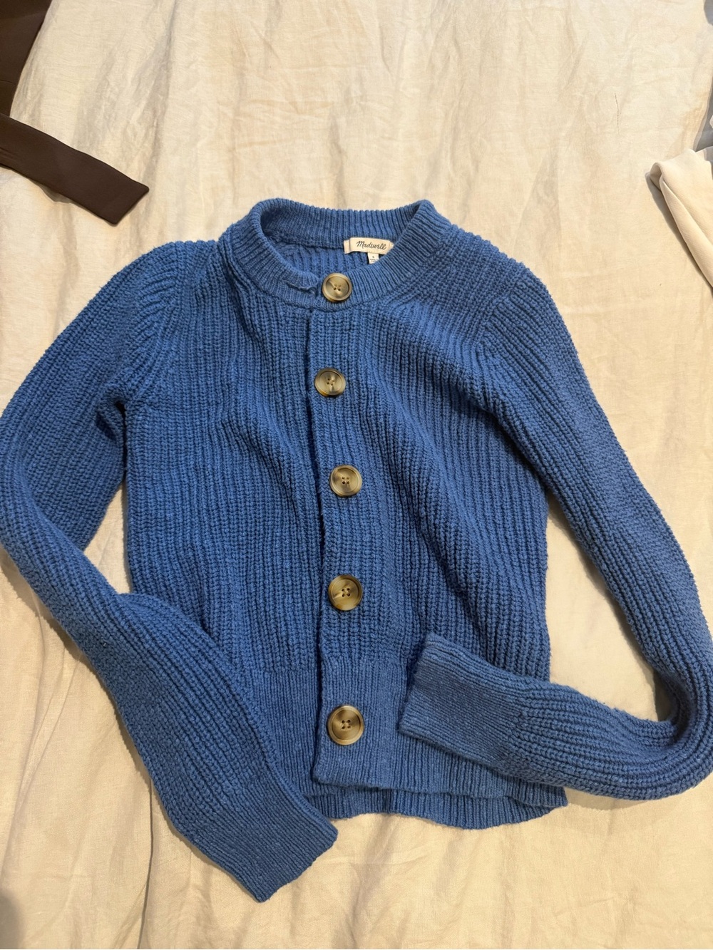 Madewell Cornflower Blue Chunky Button Cardigan